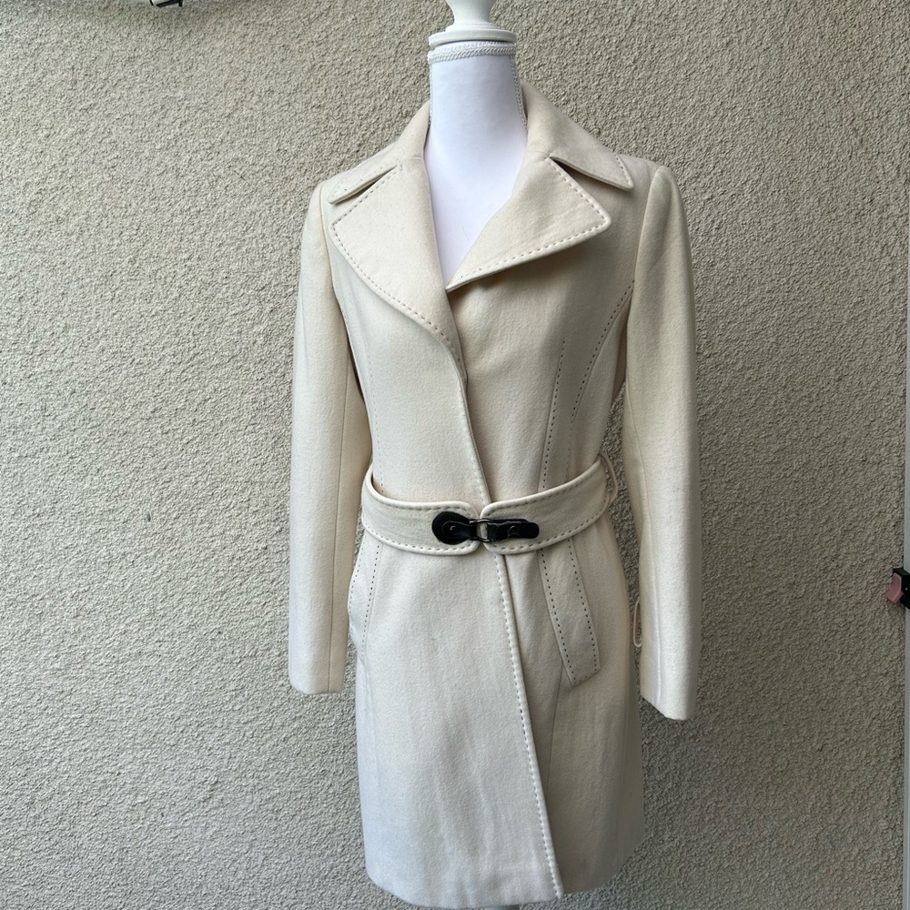 Via Spiga Cream Belted Trench Coat